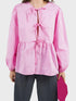 'Adalet' Linen Look Tie Front Smock Blouse - Celes Fashion
